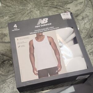 New Balance Men's White Tank Top 4-Pack Cotton Rib Medium New